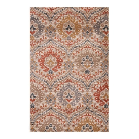 Palacedesigns 4 x 6 ft. Floral Stain Resistant Rectangle Area Rug - Ivory - Orange & Gray PA3677994